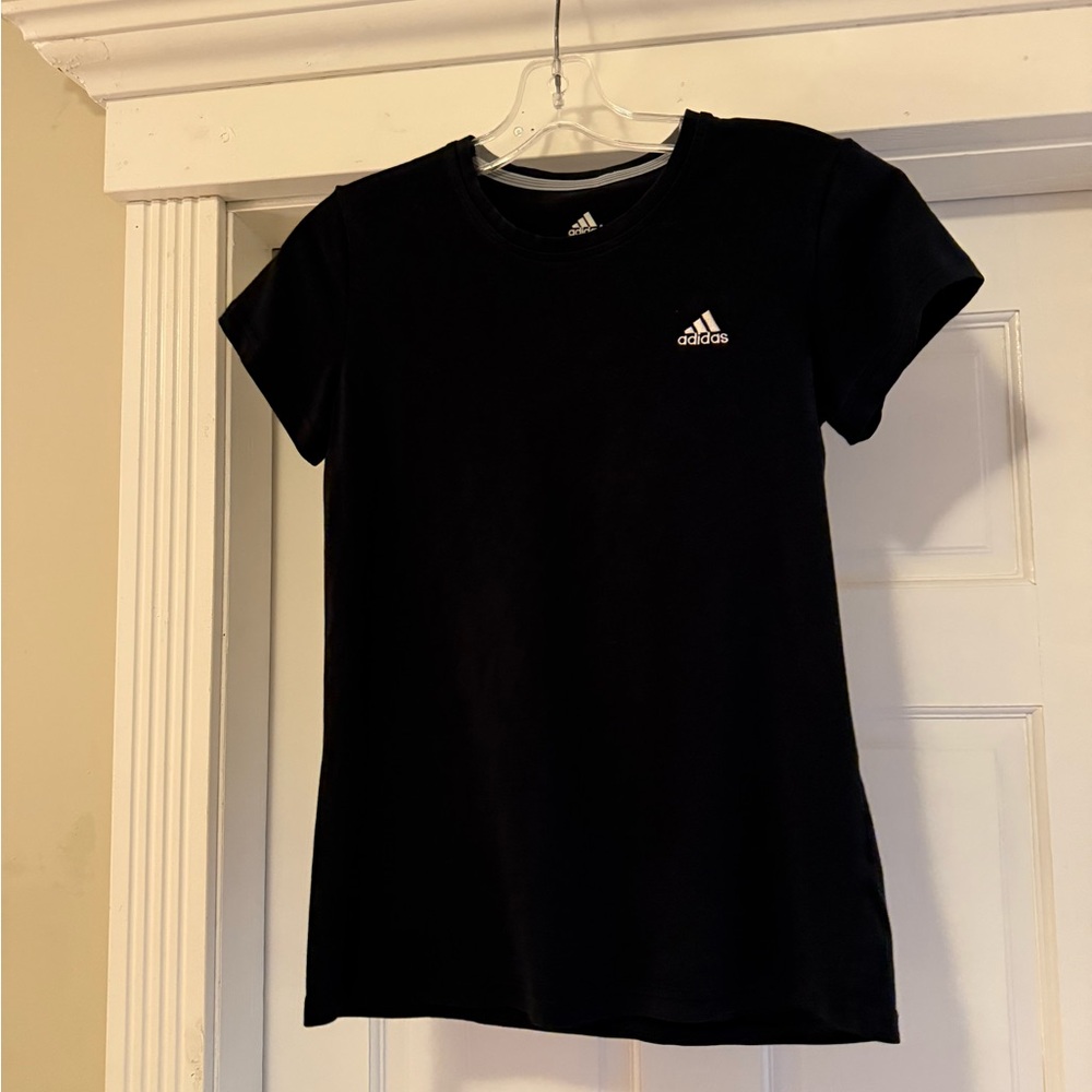 adidas Black Short Sleeve Crewneck Tee with White Logo